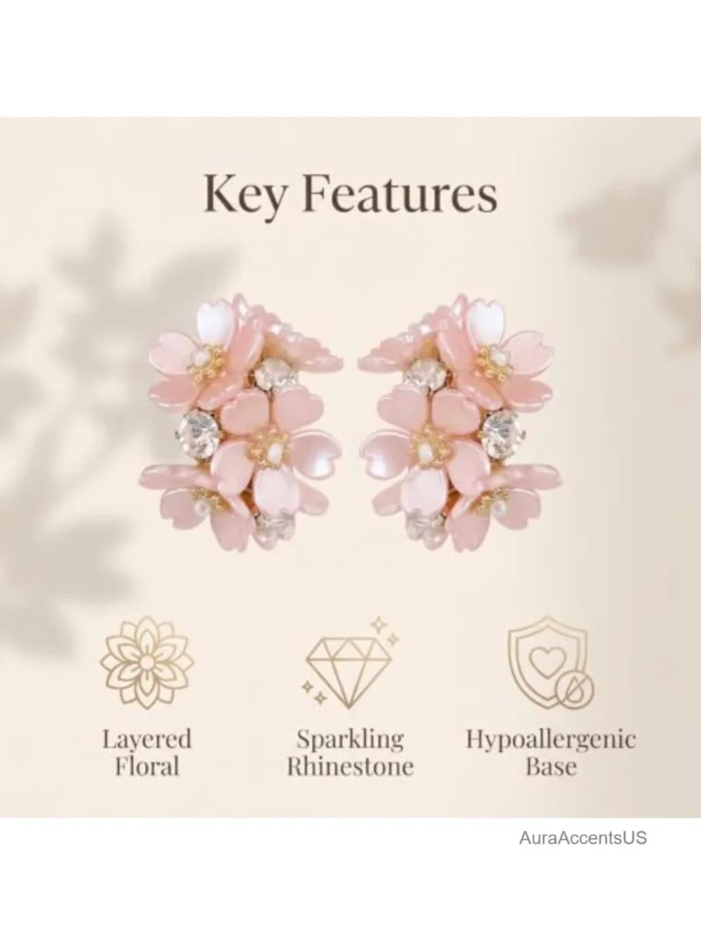 Pink Floral Dangle Earrings for Women Statement Jewelry Wedding Guest Gift